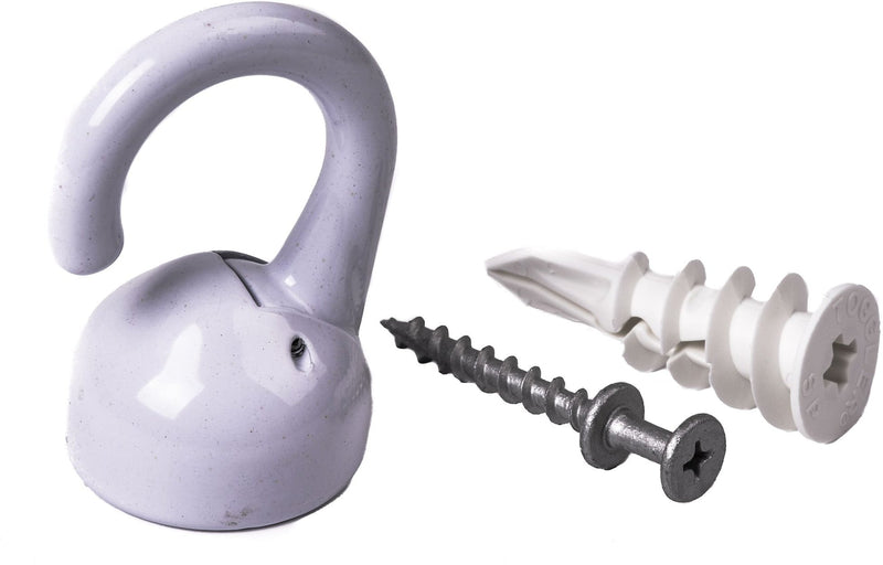 Elephant Ceiling Hook, 360 Swivels, Tool-Free, 100-lb Capacity, White P2E2