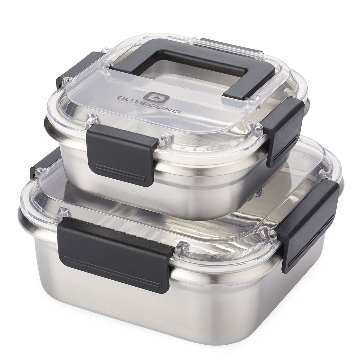 Leakproof Stainless Steel Food Storage Container with Lid, Clear/Black, 2-pk A9V3 - product image 1