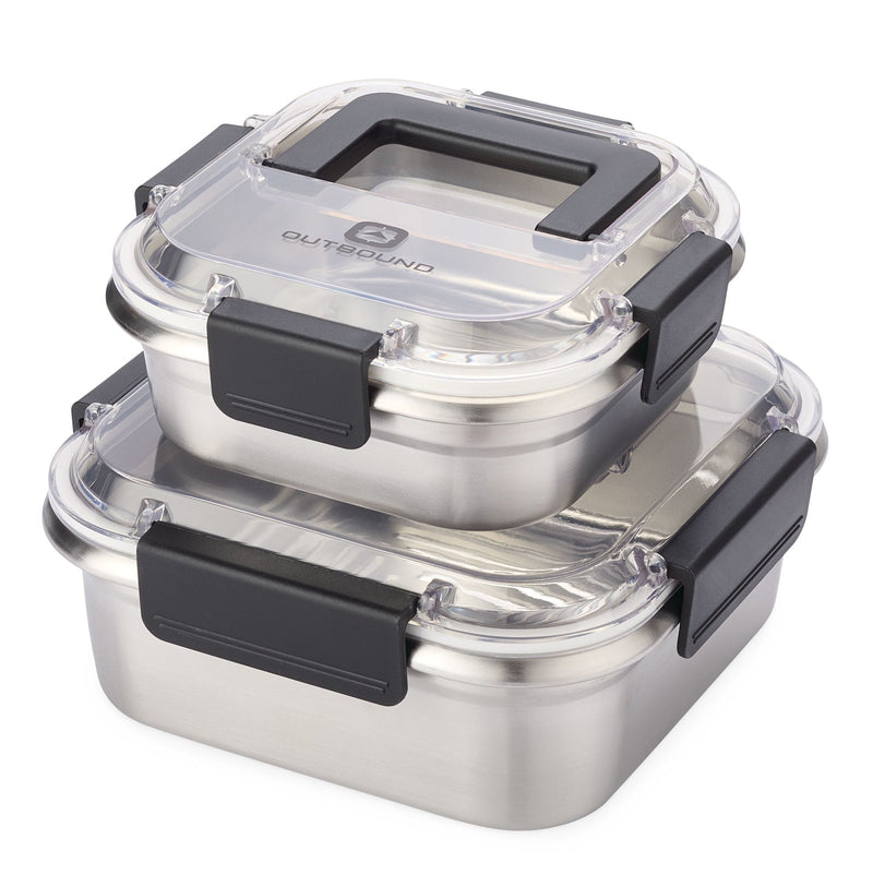 Leakproof Stainless Steel Food Storage Container with Lid, Clear/Black, 2-pk A9V3