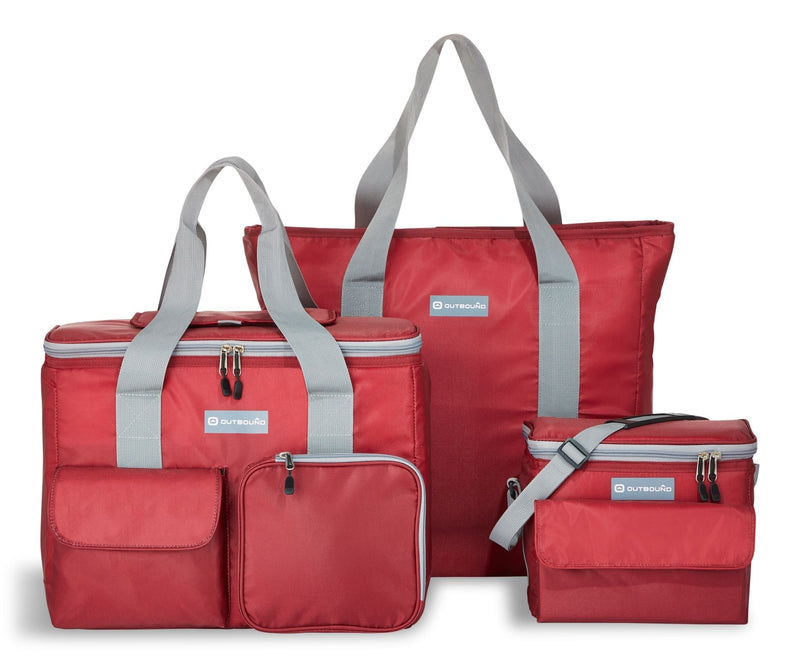 Soft Cooler and Tote Combo, Red, 3-pk V6Y6