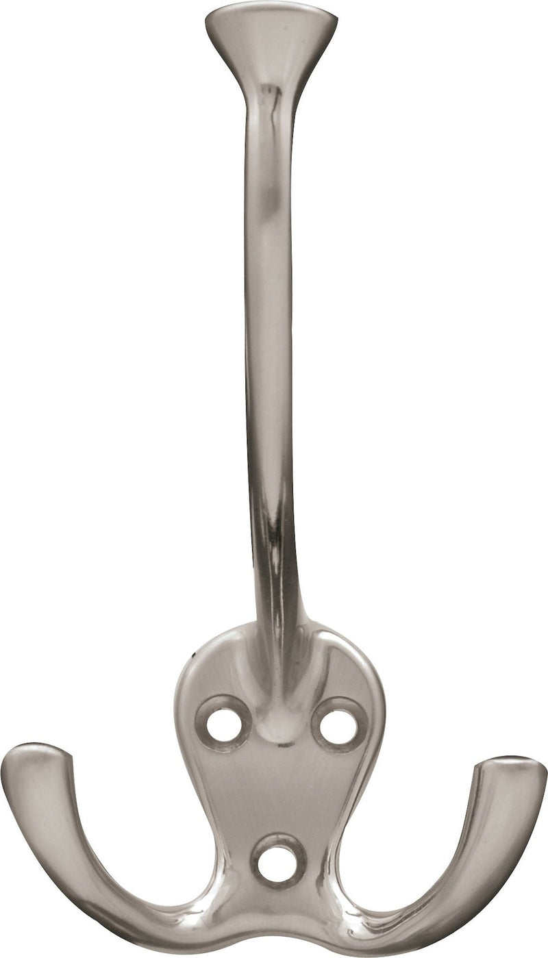 Stainless Steel Single Tri-Hooks, Satin Nickel, 3-pk V4P5