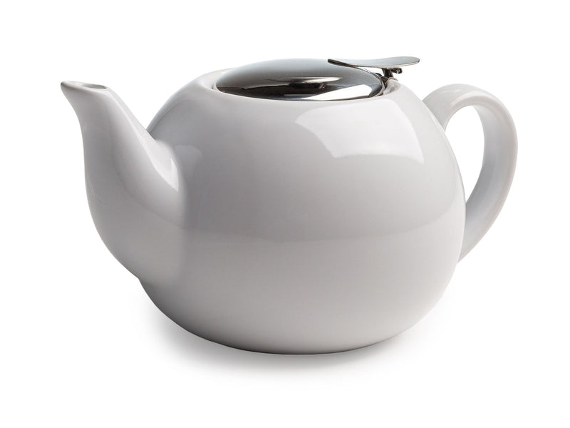Ceramic Teapot with Stainless Steel Infuser, 0.71-L, White Z1K2