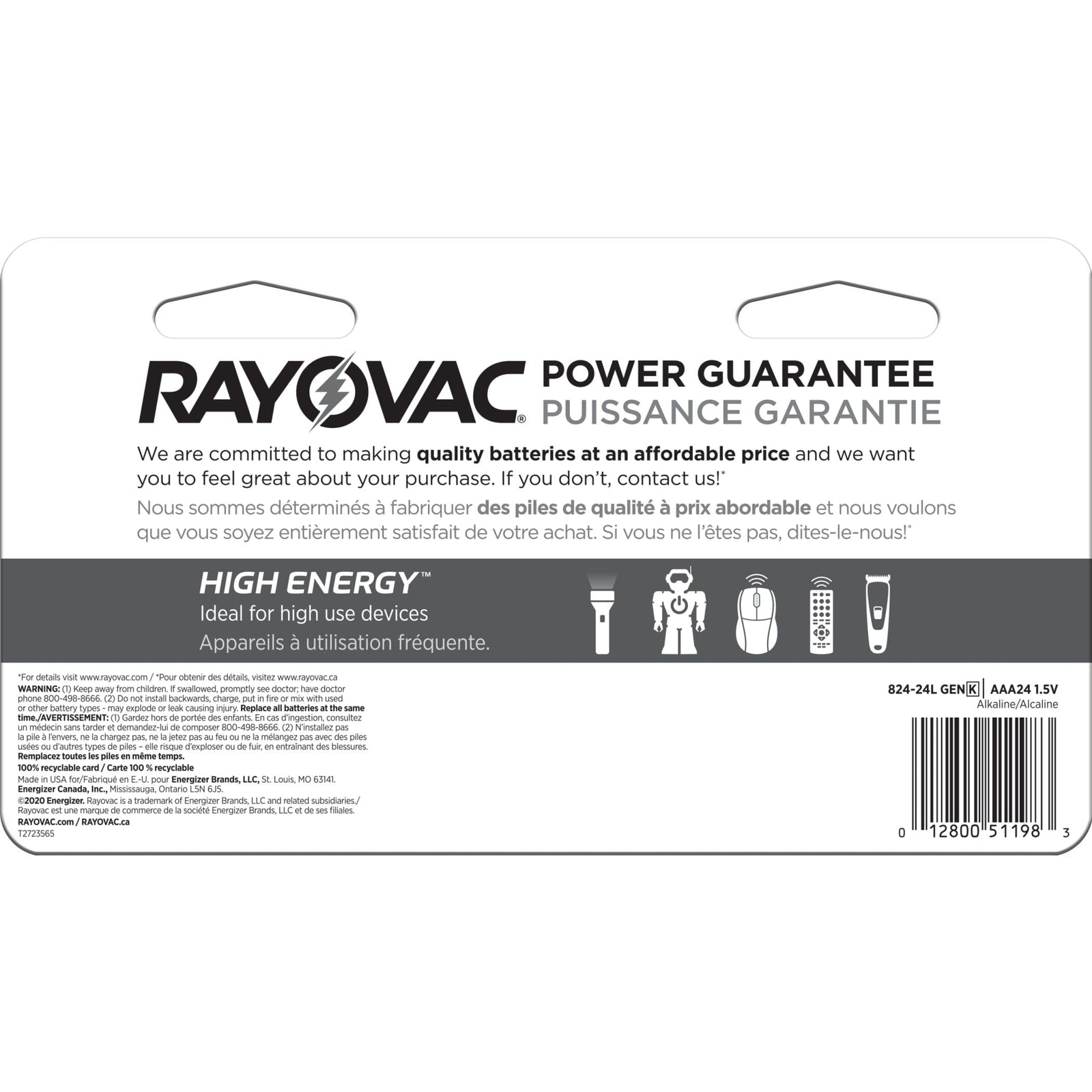 HIGH ENERGY AAA Alkaline Batteries, Long Lasting, All Purpose, 24-Pk I5A8 - product image 3