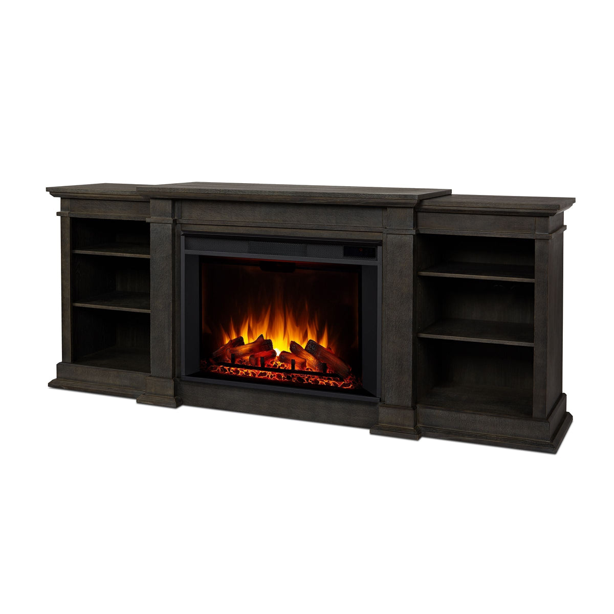 Flame Eliot Grand Entertainment VividFlame Electric Fireplace TV Stand, 1500W, Includes Remote Control & Firebox, Antique Grey D0T6 - product image 1