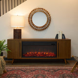 Flame Morris Media Indoor Electric Fireplace TV Stand, 72-in, 1500W, Includes Remote Control & Firebox, Vintage Black Maple H1R6 - product image 4
