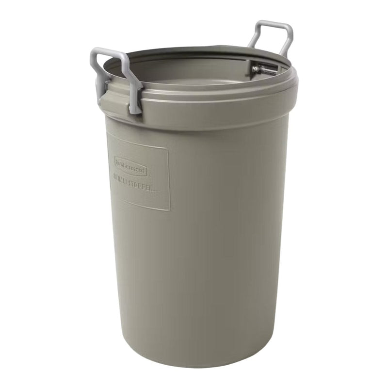 Plastic Circular Animal Stopper Garbage Can, Grey, 121-L E8N4