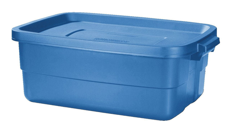 Roughneck Stackable Storage Box with Lid, 38-L, Blue E0J9