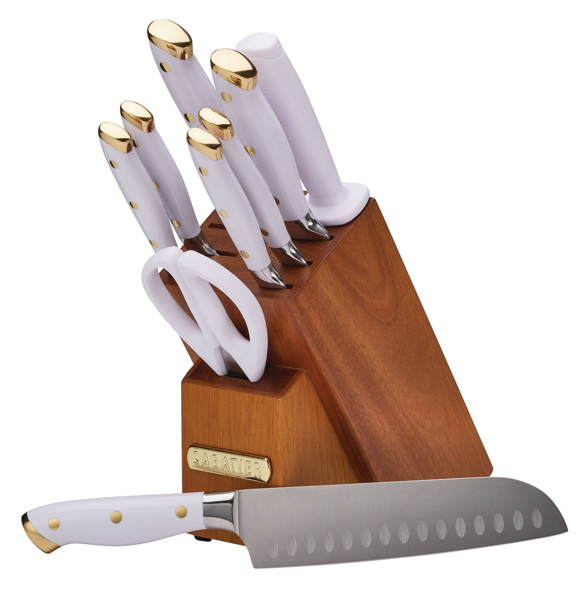 Forged Knife Block Set, White/Gold, 10-pc V1N3 - product image 1