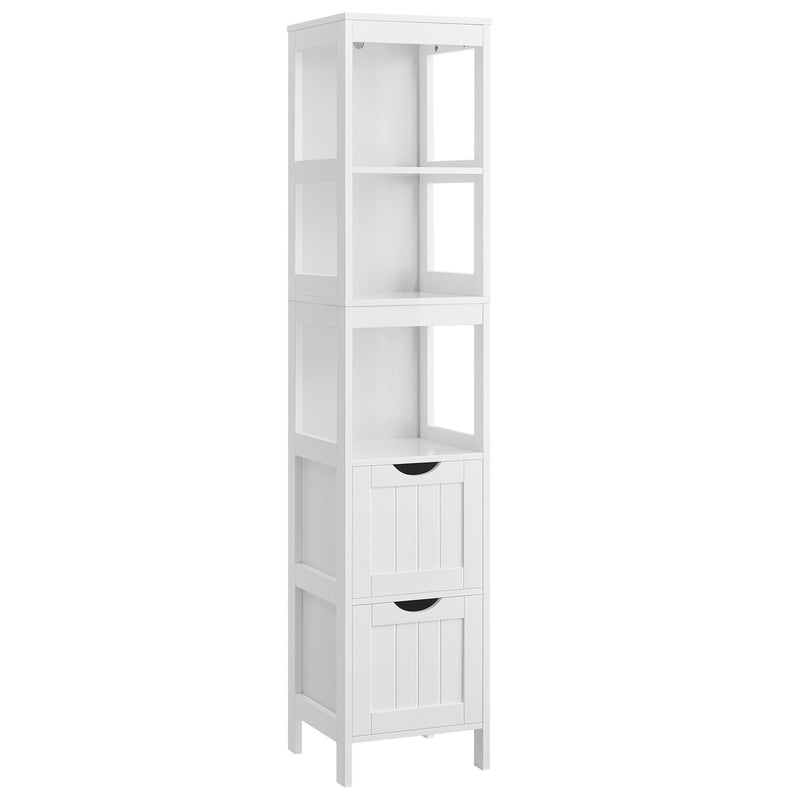 Home 2-Drawer White Cabinet with 3 Open Shelves L8V7