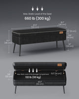 Home Mid-Century Ink Black Ottoman Storage Bench I9H0 - product image 5