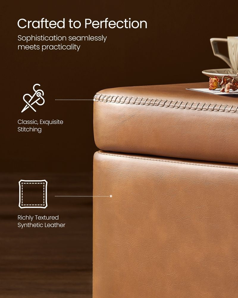 Home Mid-Century Modern Brown Storage Ottoman M0X2 - product image 4