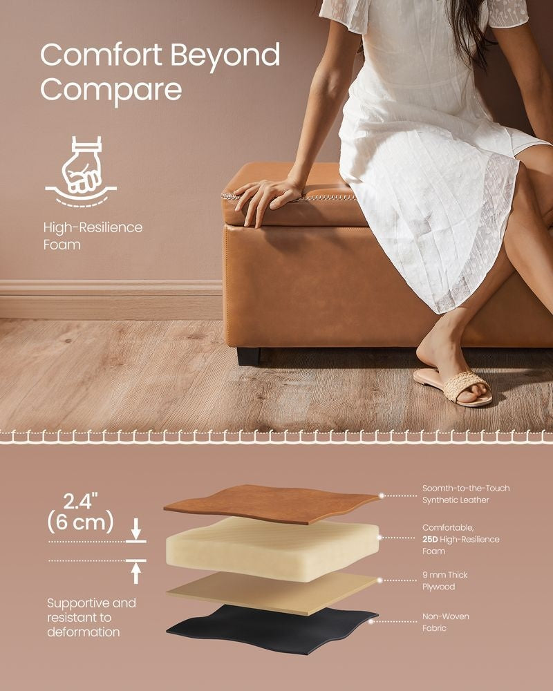 Home Mid-Century Modern Brown Storage Ottoman M0X2 - product image 5