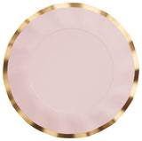 Round Bordered Trimmed Paper Disposable Dinner Plates, Pink/Gold, 10-in, 8-pk, for Valentine's Day/Bridal Shower/Baby Shower D3N9 - product image 1