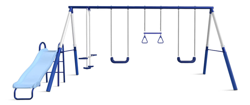 Arcadia Star Kids' 5-Station Burst Metal Swing Set Combo with Slide Q6T5
