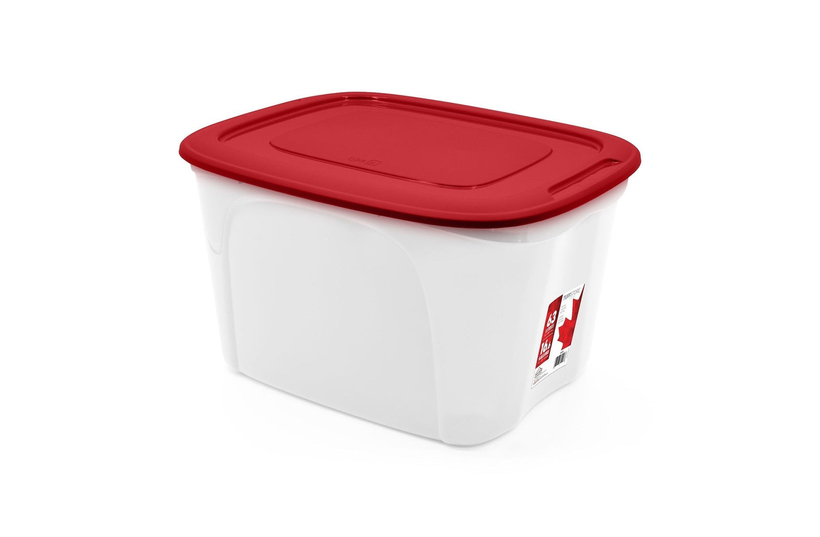 Storage Box with Lid, 63-L, Red/White, 63 Litre Storage Container Q8T5 - product image 1