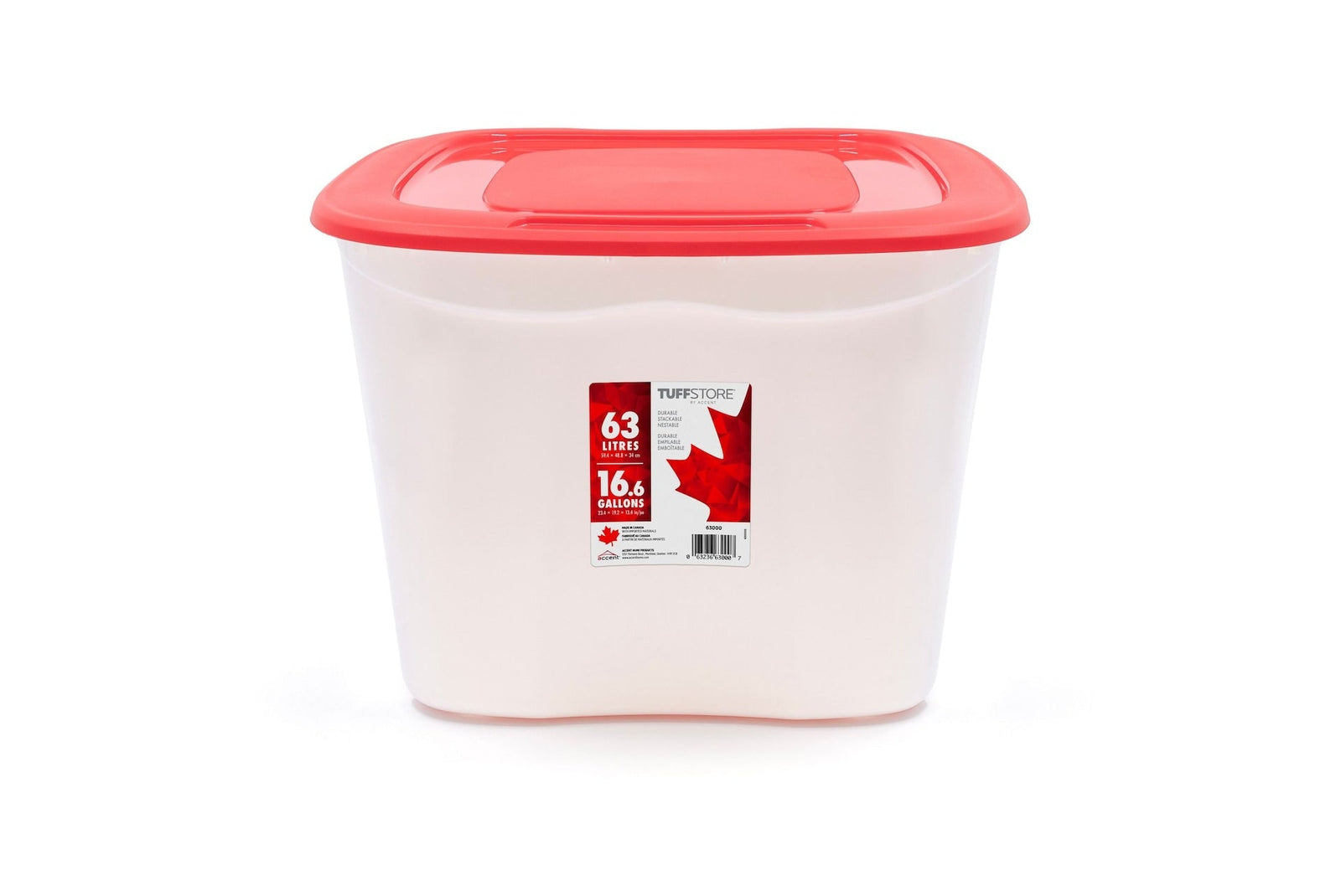 Storage Box with Lid, 63-L, Red/White, 63 Litre Storage Container Q8T5 - product image 3