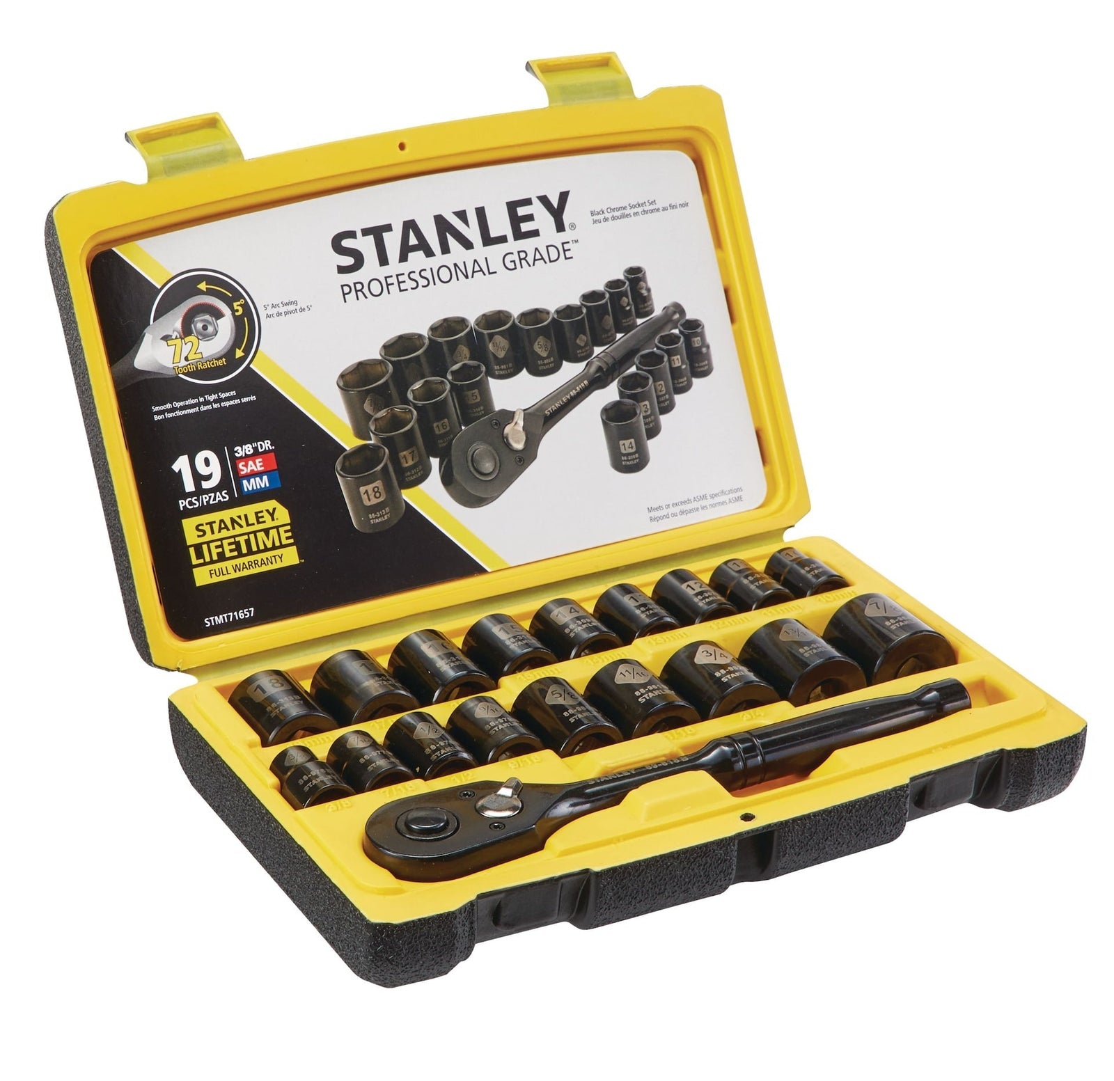 Professional Grade Black Chrome Socket Set, 19-pc, SAE/Metric V0J7 - product image 1