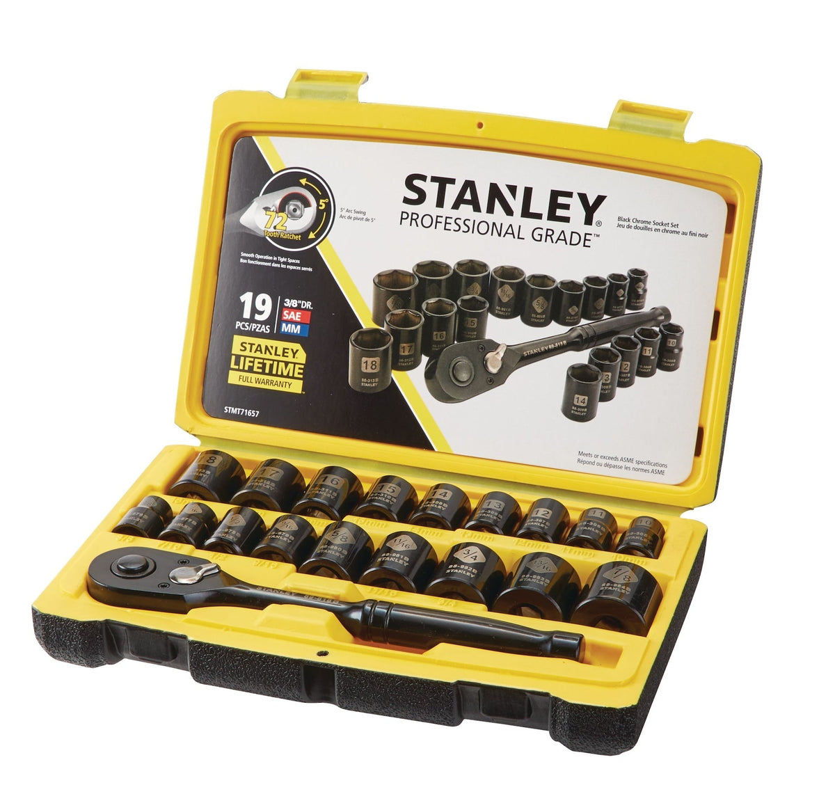 Professional Grade Black Chrome Socket Set, 19-pc, SAE/Metric V0J7 - product image 3