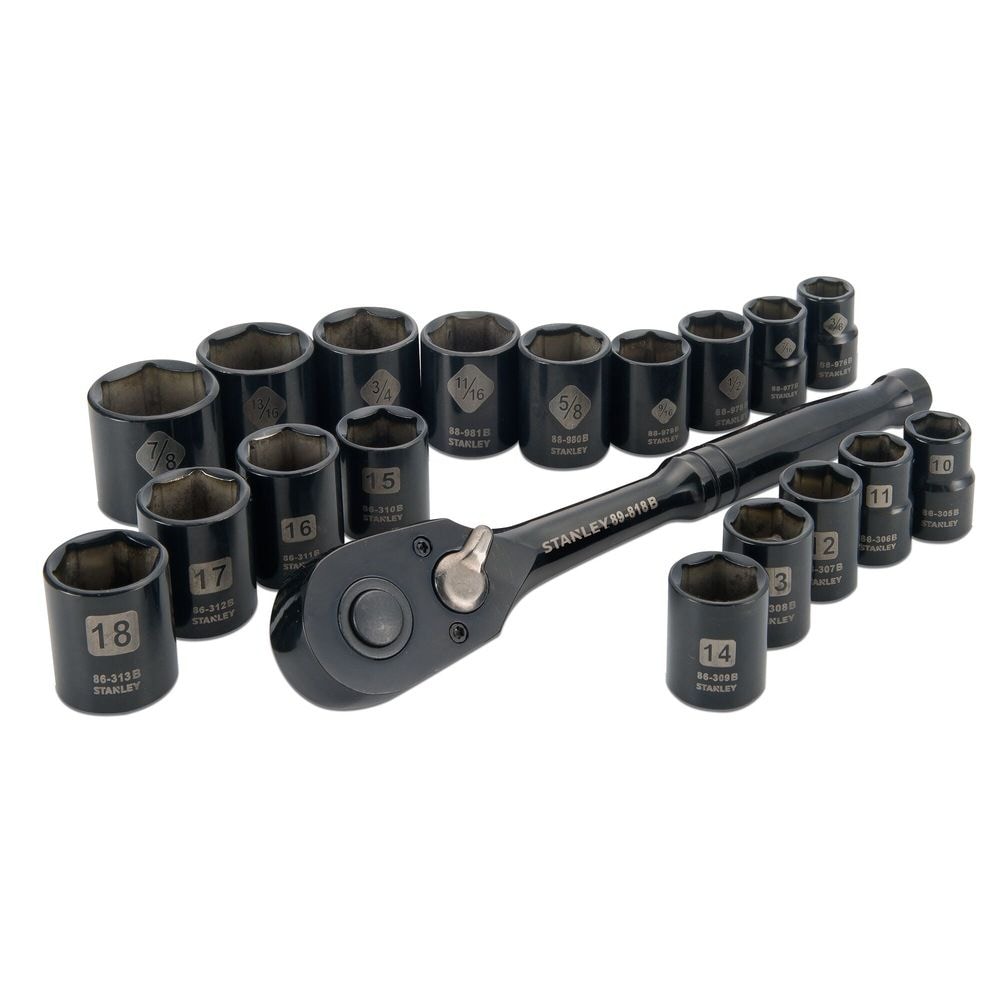 Professional Grade Black Chrome Socket Set, 19-pc, SAE/Metric V0J7 - product image 4