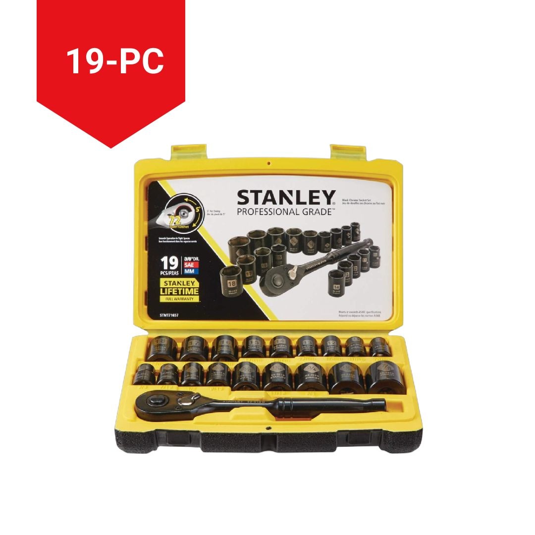 Professional Grade Black Chrome Socket Set, 19-pc, SAE/Metric V0J7 - product image 5