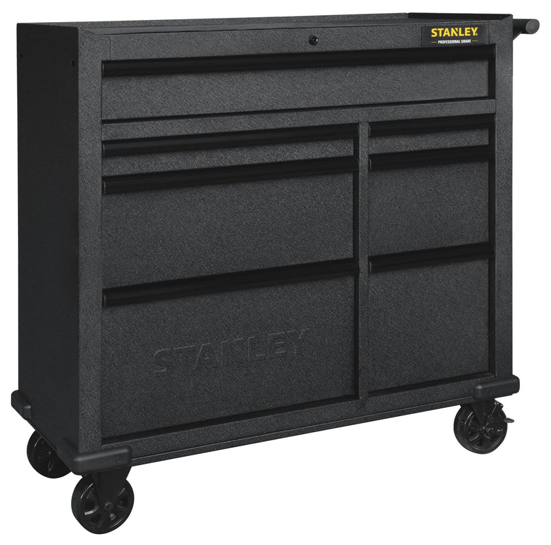 Rolling Tool Storage Cabinet with 7 Drawers, Power Bar with USB, Black, 42-in V4N5