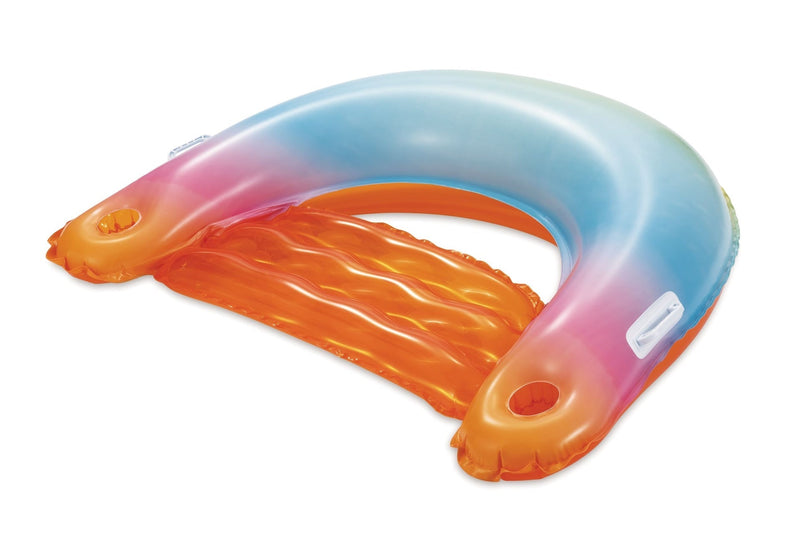 and Finn Sunset Inflatable Ombre Pool Floating Chair with Cup Holders, Multi-Colour H6K9