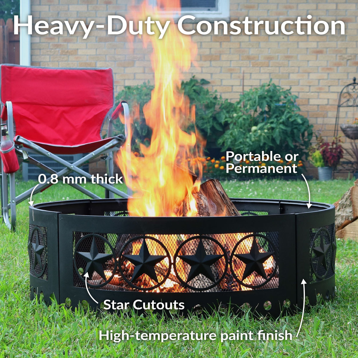 Décor Heavy-Duty Steel Cut Out Campfire Ring, 36-in P2Y8 - product image 6