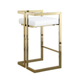 Me Home White Cushioned Harvey Stool with Gold Frame W6K6 - product image 1