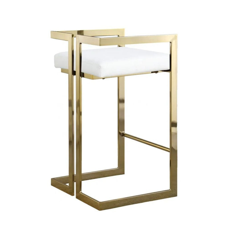 Me Home White Cushioned Harvey Stool with Gold Frame W6K6