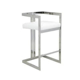 Me Home White Cushioned Harvey Stool with Silver Frame V7F7 - product image 1
