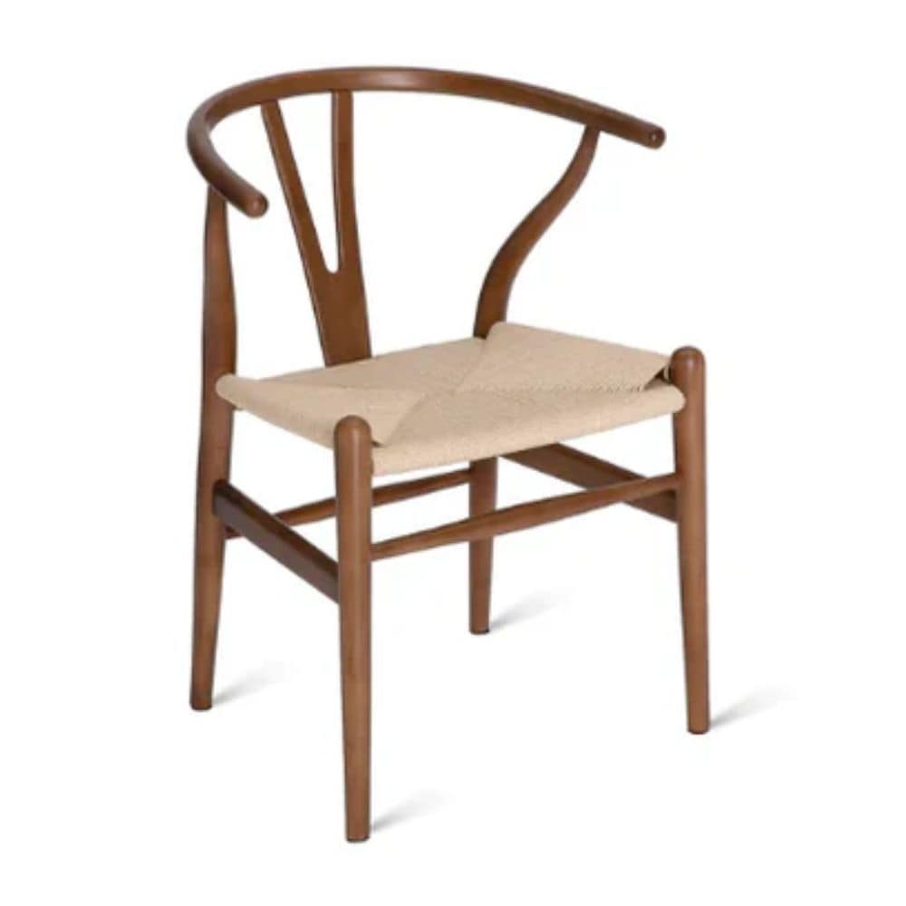 Me Home Wishbone Wood Dining Chair with Woven Seat, Walnut F7F1 - product image 1