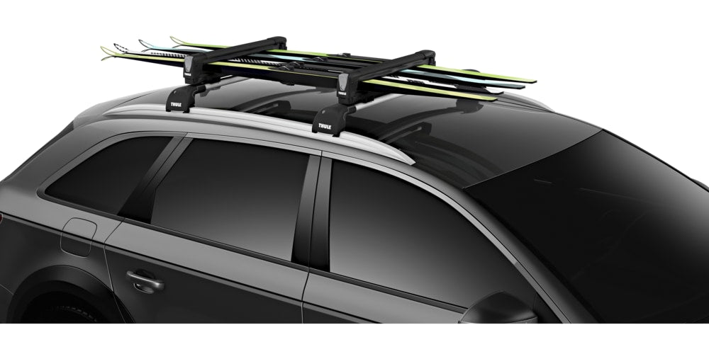 SnowPack Stainless Steel Roof Top Mount Ski/Snowboard Rack, Large, Black, 2-pc L3D0 - product image 3