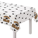 "Congrats Grad" Rectangle Plastic Reusable Table Cover, Orange, 54x84-in, for Graduation Z8S4 - product image 1