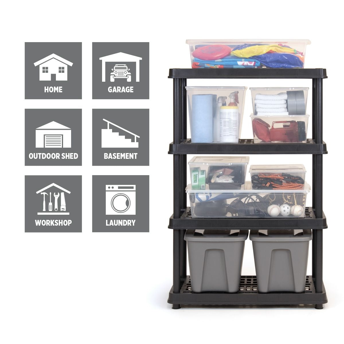 4-Shelf Resin/Plastic Storage Rack/Shelving Unit, 36 x 18 x 54-in D6P1 - product image 8