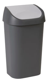 type A Plastic Rectangular Swing Lid Garbage Can, Black/Grey, 50-L Q8K4 - product image 1