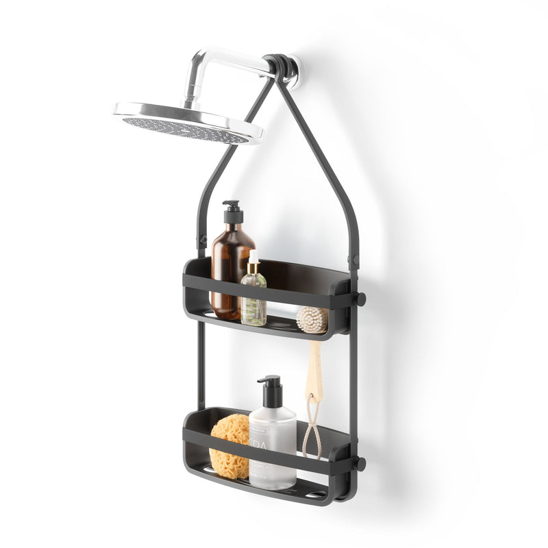 Flex Adhesive Rigid Plastic Shower Caddy, Black P7W4
