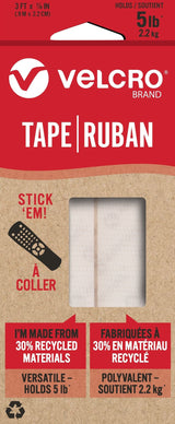 Durable Reusable Eco Tape, White, 5-lbs, 3-ft x 0.7-in J0H2 - product image 1