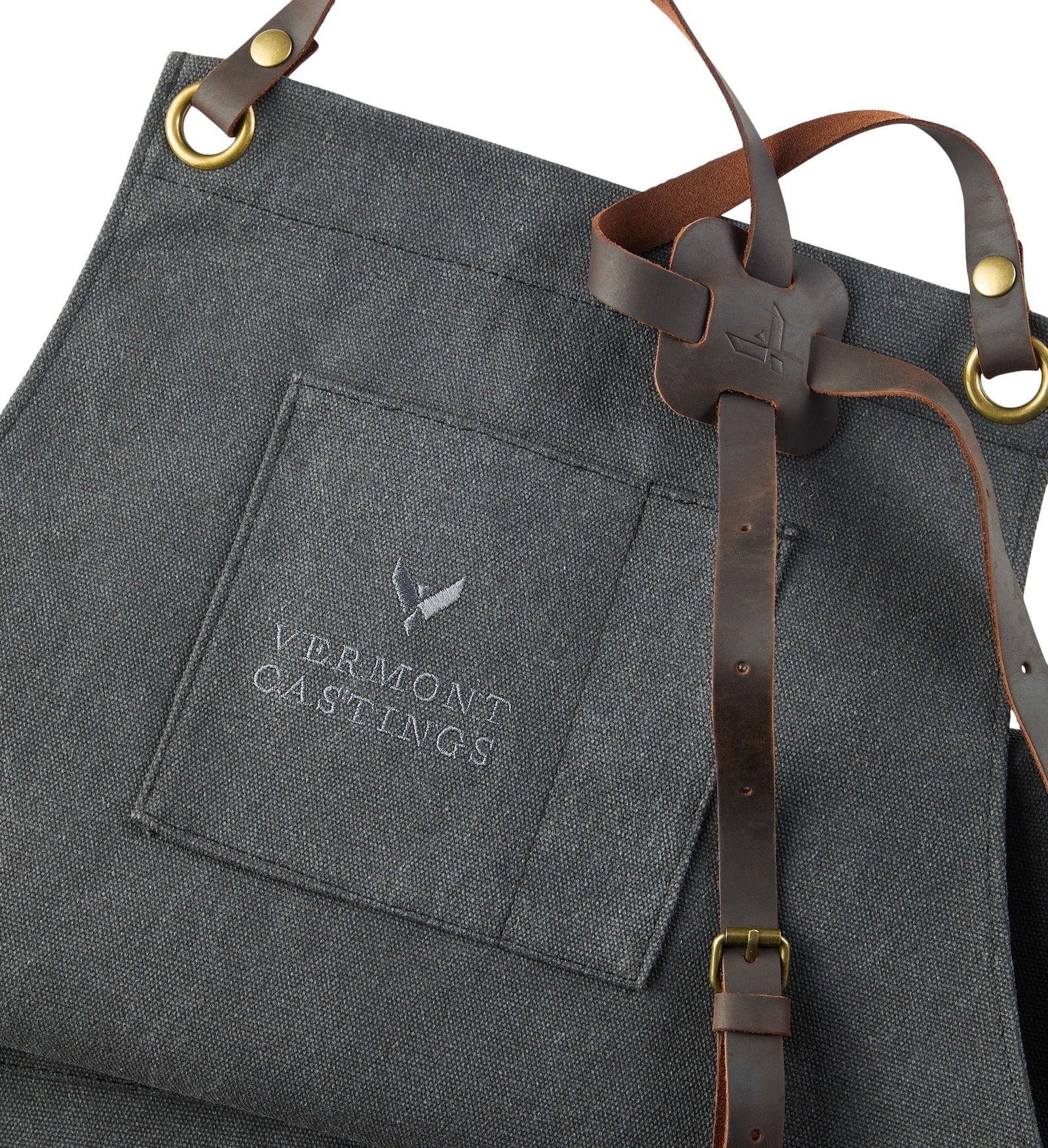 Adjustable Canvas & Leather BBQ Grilling Apron with Pockets, Grey Z9D4 - product image 3