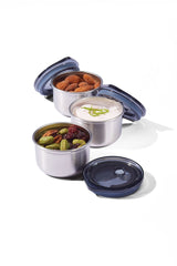 Leakproof Stainless Steel Mini Food Storage Pots and Lids, 3 Count V2A8 - product image 1