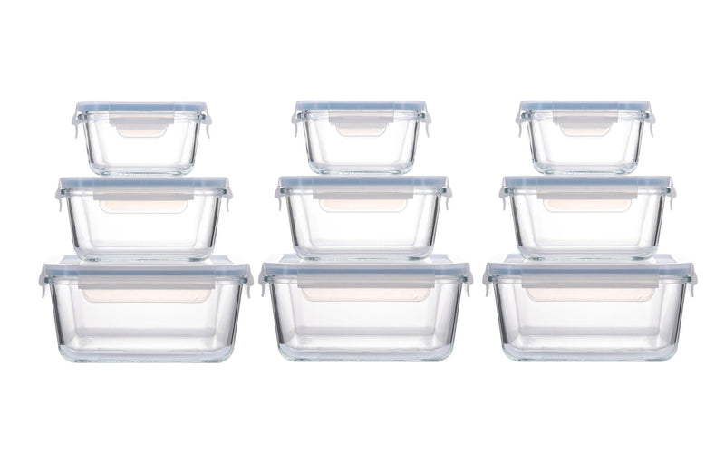 Square Glass Food Storage Container Set, 18-pc T6D9