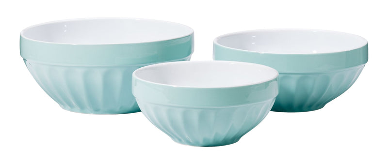 White/Blue Ceramic Mixing Bowl Set, 3-pc N6C7