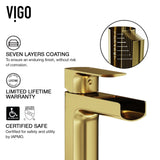 Amada Single Handle Vessel Sink Bathroom Faucet, Matte Brushed Gold W1O4 - product image 4
