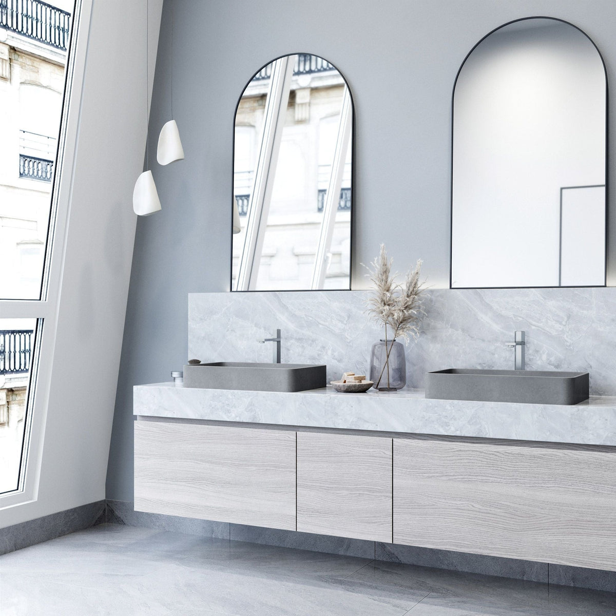 Basilica Gothic ConcretoStone 23x14-in Deep Grey Bathroom Sink/Basin with Rectangular Vessel R5L3 - product image 4