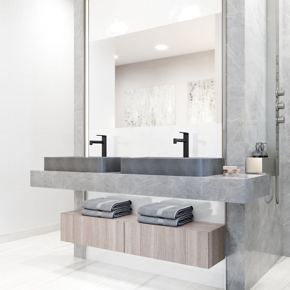Basilica Gothic ConcretoStone 23x14-in Deep Grey Bathroom Sink/Basin with Rectangular Vessel R5L3 - product image 7