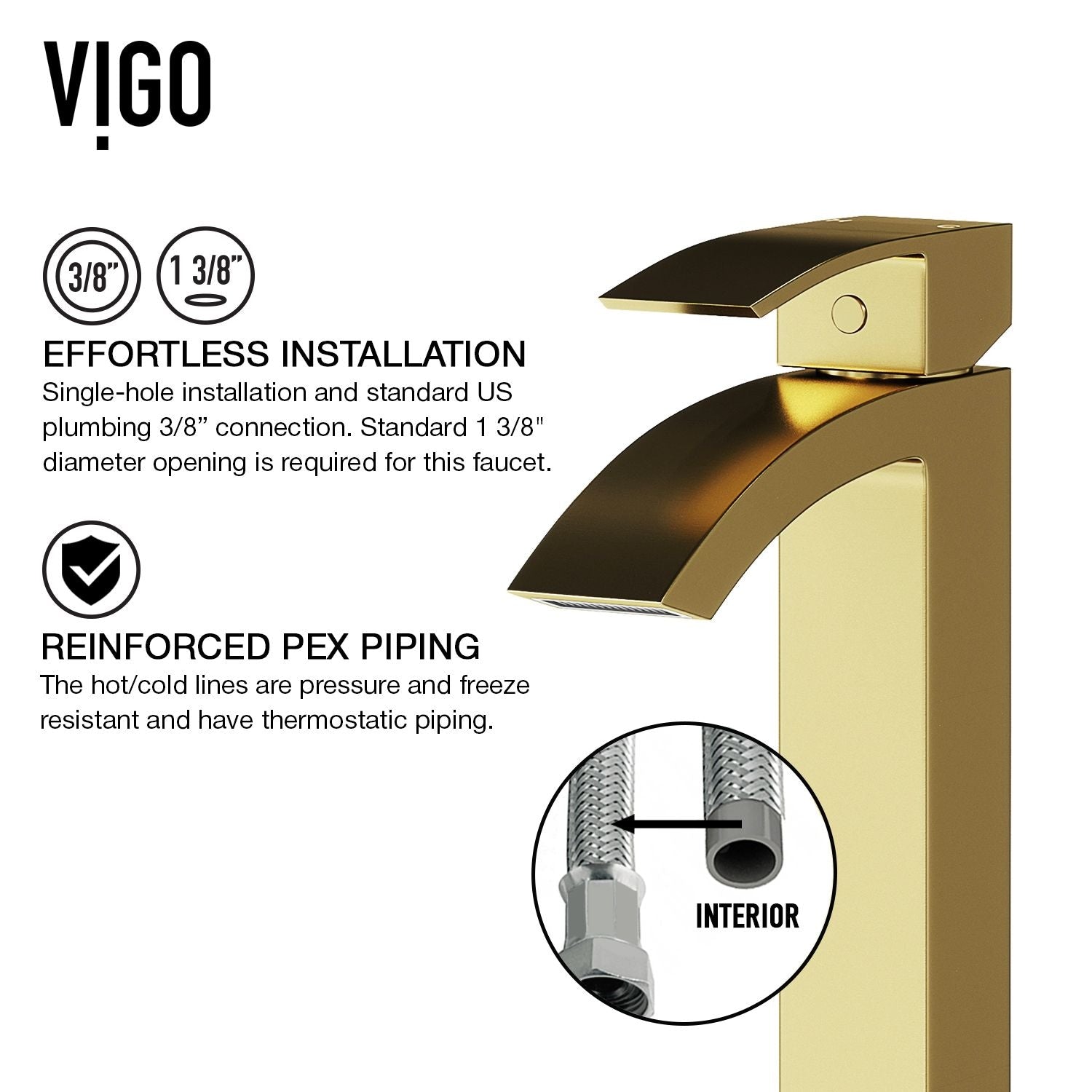 Duris Single Handle Vessel Sink Bathroom Faucet with Deck Plate, Matte BGold T1Y8 - product image 7