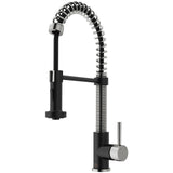 Edison Single Handle Pull Down Kitchen Faucet, Stainless Steel/Matte Black V6J4 - product image 1