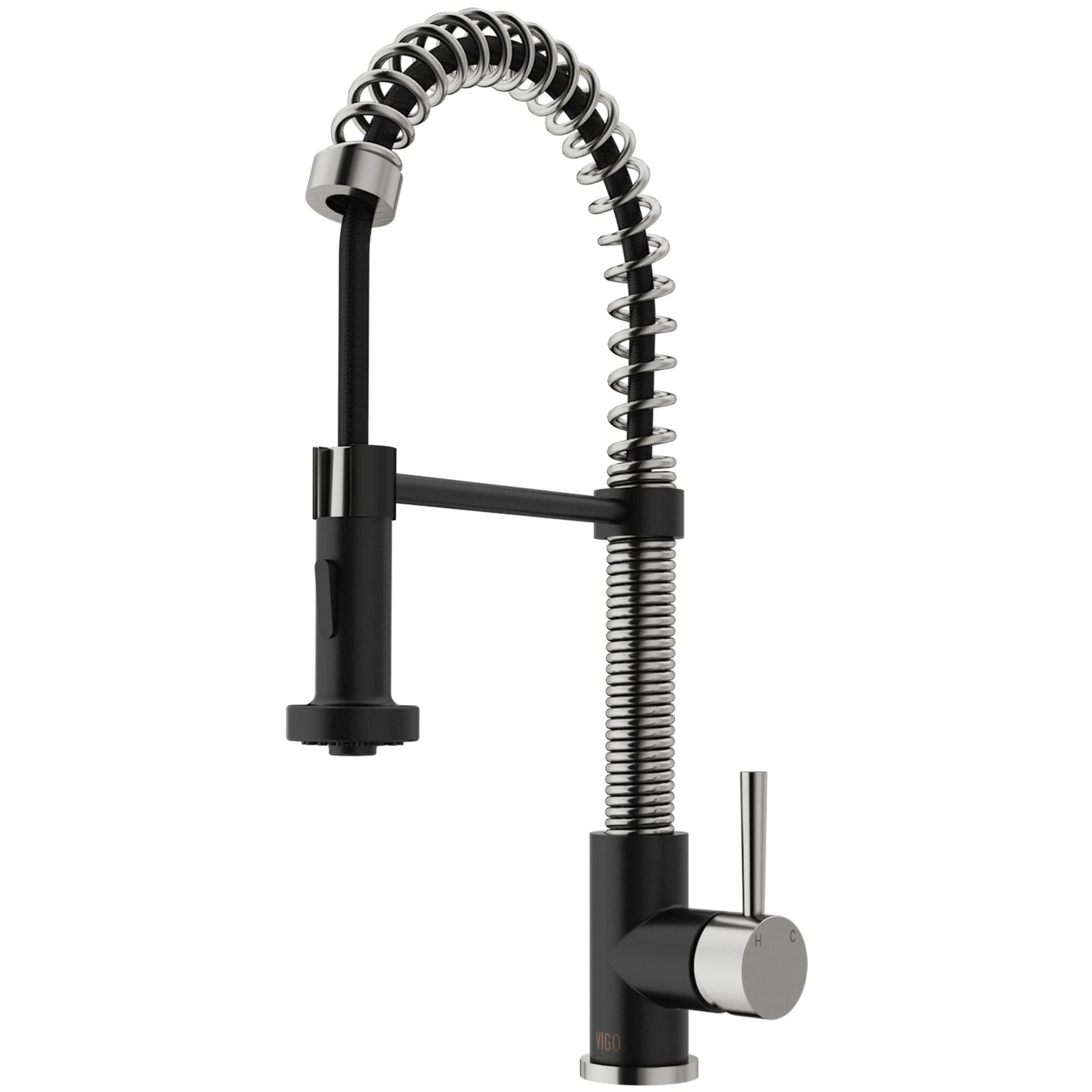 Edison Single Handle Pull Down Kitchen Faucet, Stainless Steel/Matte Black V6J4 - product image 1
