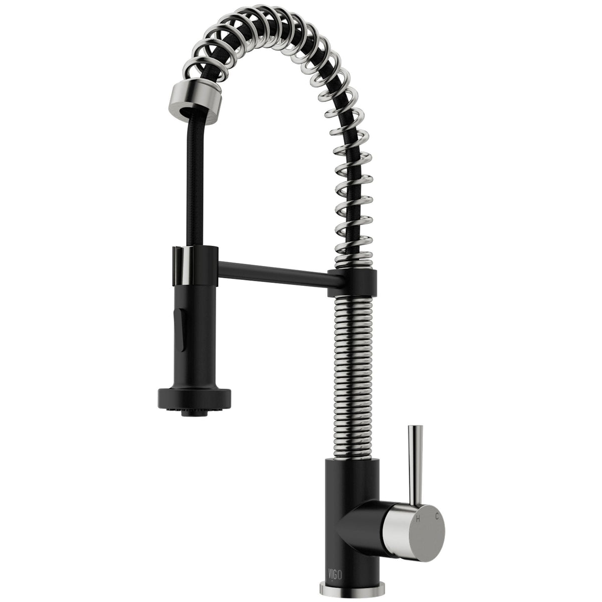 Edison Single Handle Pull Down Kitchen Faucet, Stainless Steel/Matte Black V6J4 - product image 2