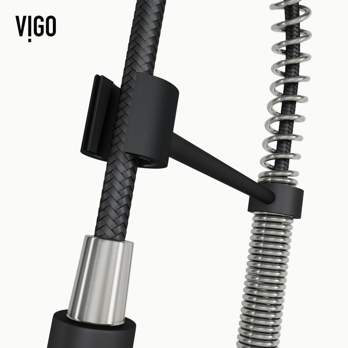 Edison Single Handle Pull Down Kitchen Faucet, Stainless Steel/Matte Black V6J4 - product image 4