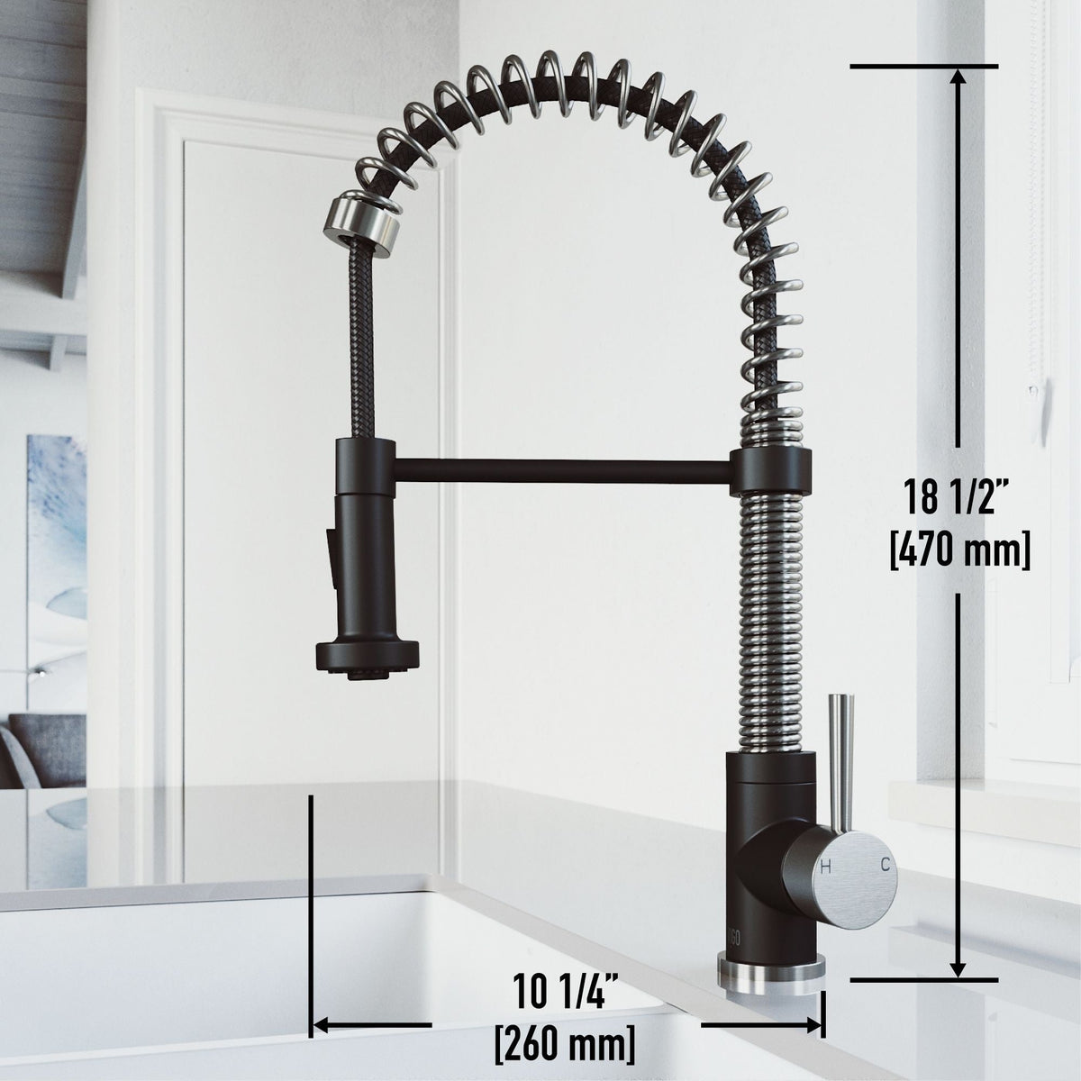 Edison Single Handle Pull Down Kitchen Faucet, Stainless Steel/Matte Black A8M1 - product image 8